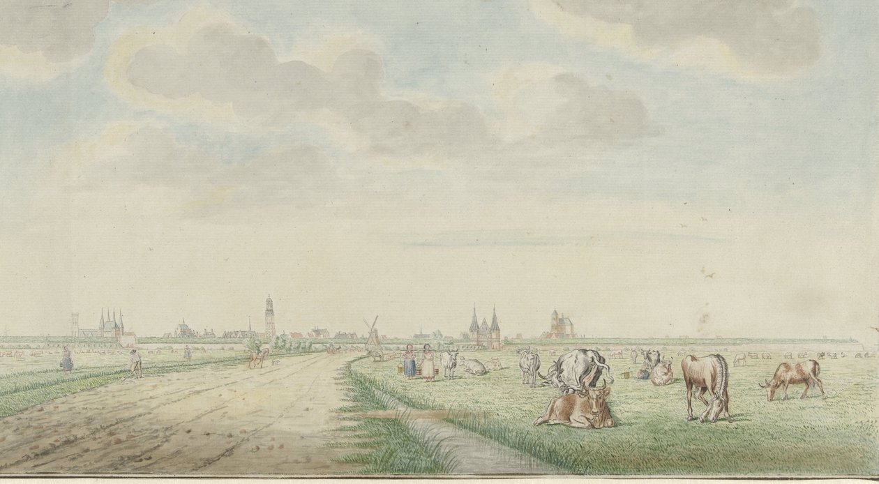 Utsikt over Kampen fra landsiden av Pieter Remmers