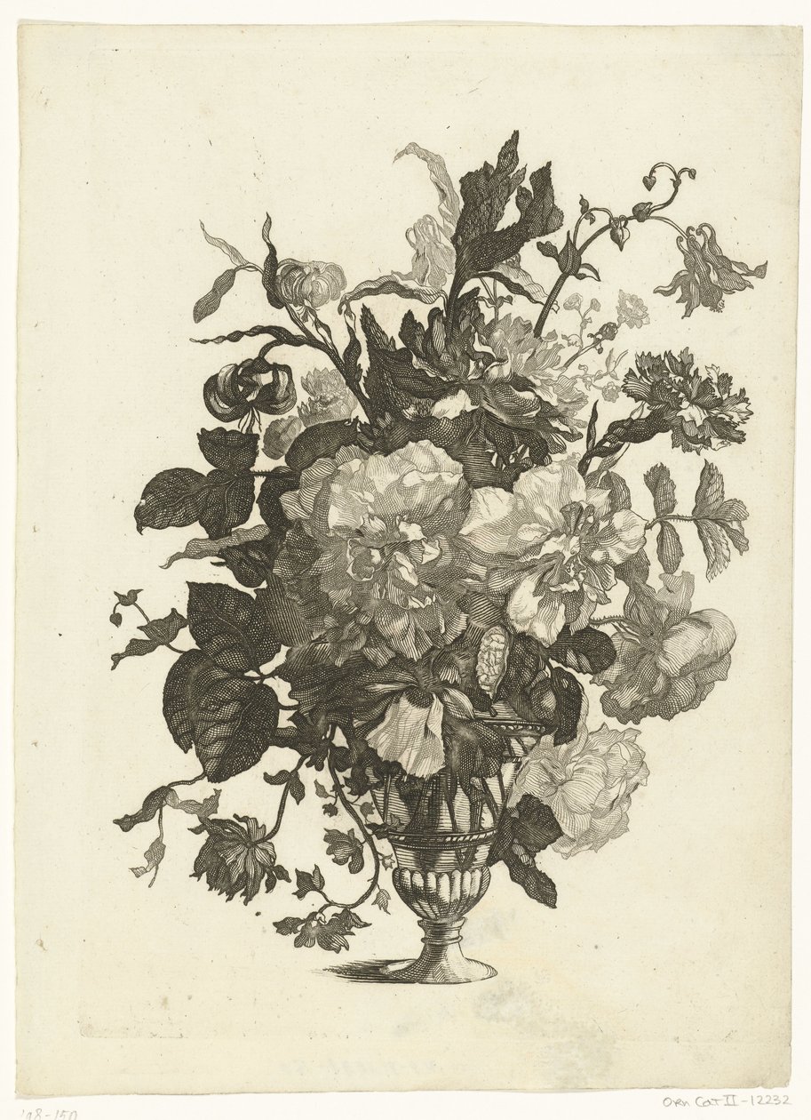 Glassvase med blomster Vaser med blomsterbuketter (serietittel) av Pieter Schenk (I)