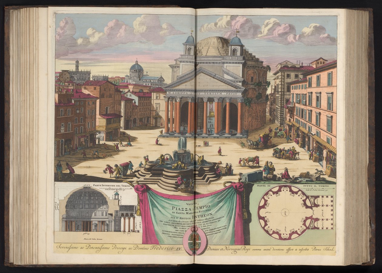 Pantheon i Roma Veue de la Piazza og Santa Maria della Rotonda-tempelet allerede det gamle Pantheon (tittel på objekt) av Pieter Schenk (I)
