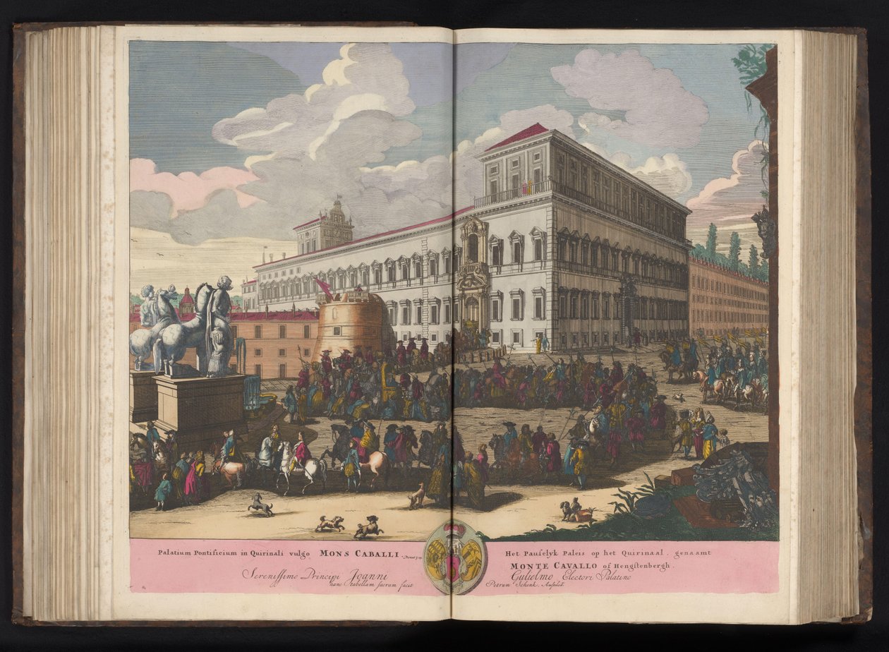 Piazza del Quirinale i Roma Det pavelige palasset i Quirinale, ofte kjent som Mount Caball (...) (tittel på objekt) av Pieter Schenk (I)