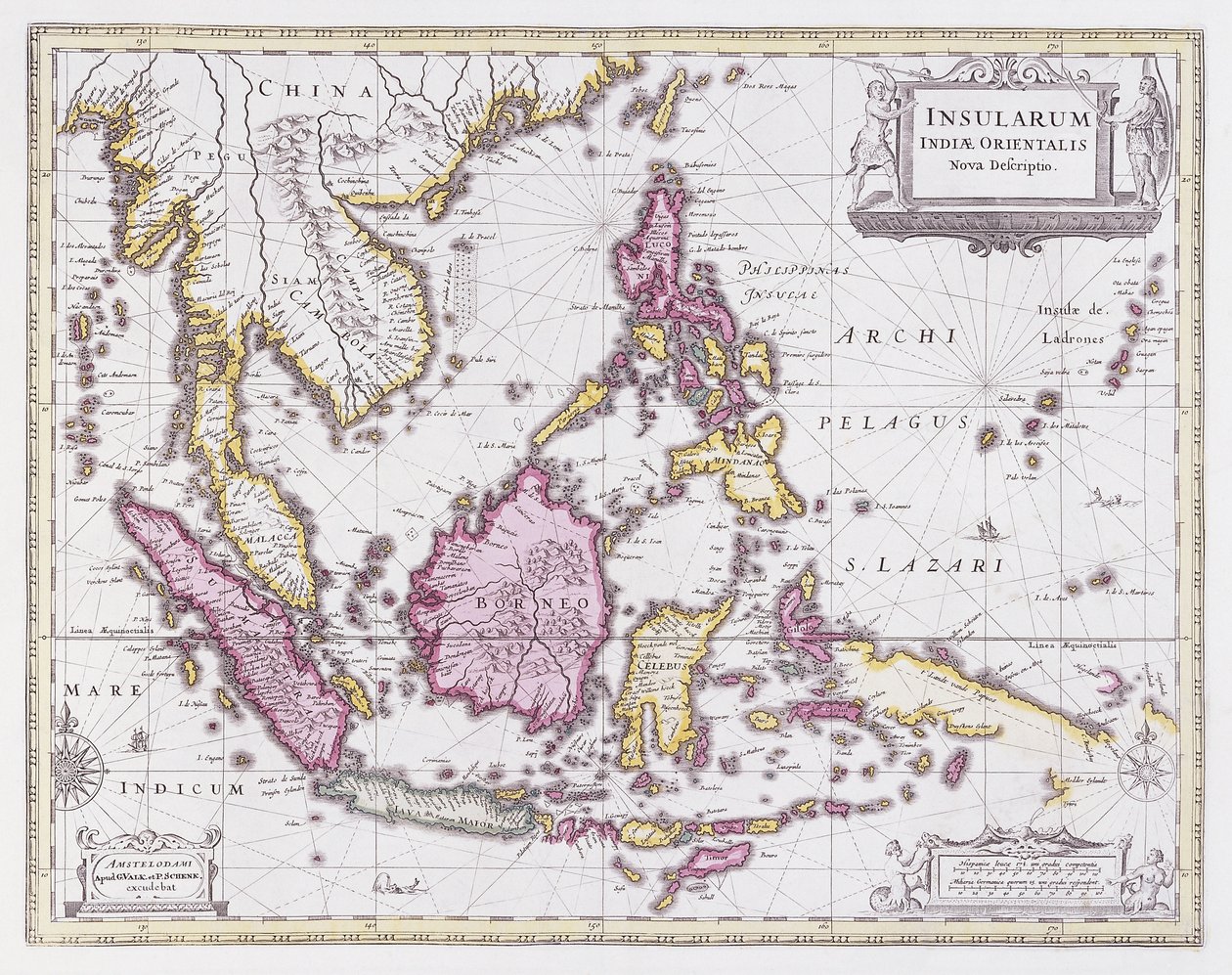 Kart over Kina og Indonesia, ca. 1710 av Pieter Schenk