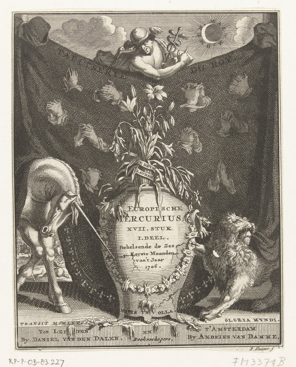 Tittelside for European Mercury for året 1706 av Pieter Sluyter