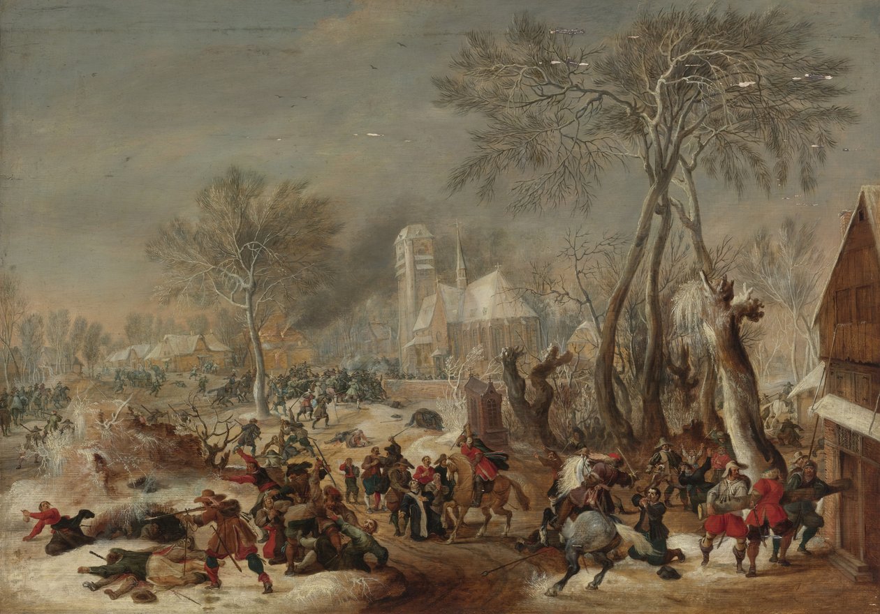 Sekken til en landsby av Pieter Snayers