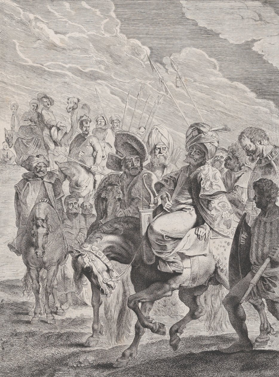 En tyrkisk prins til hest, ca. 1620-25. av Pieter Soutman