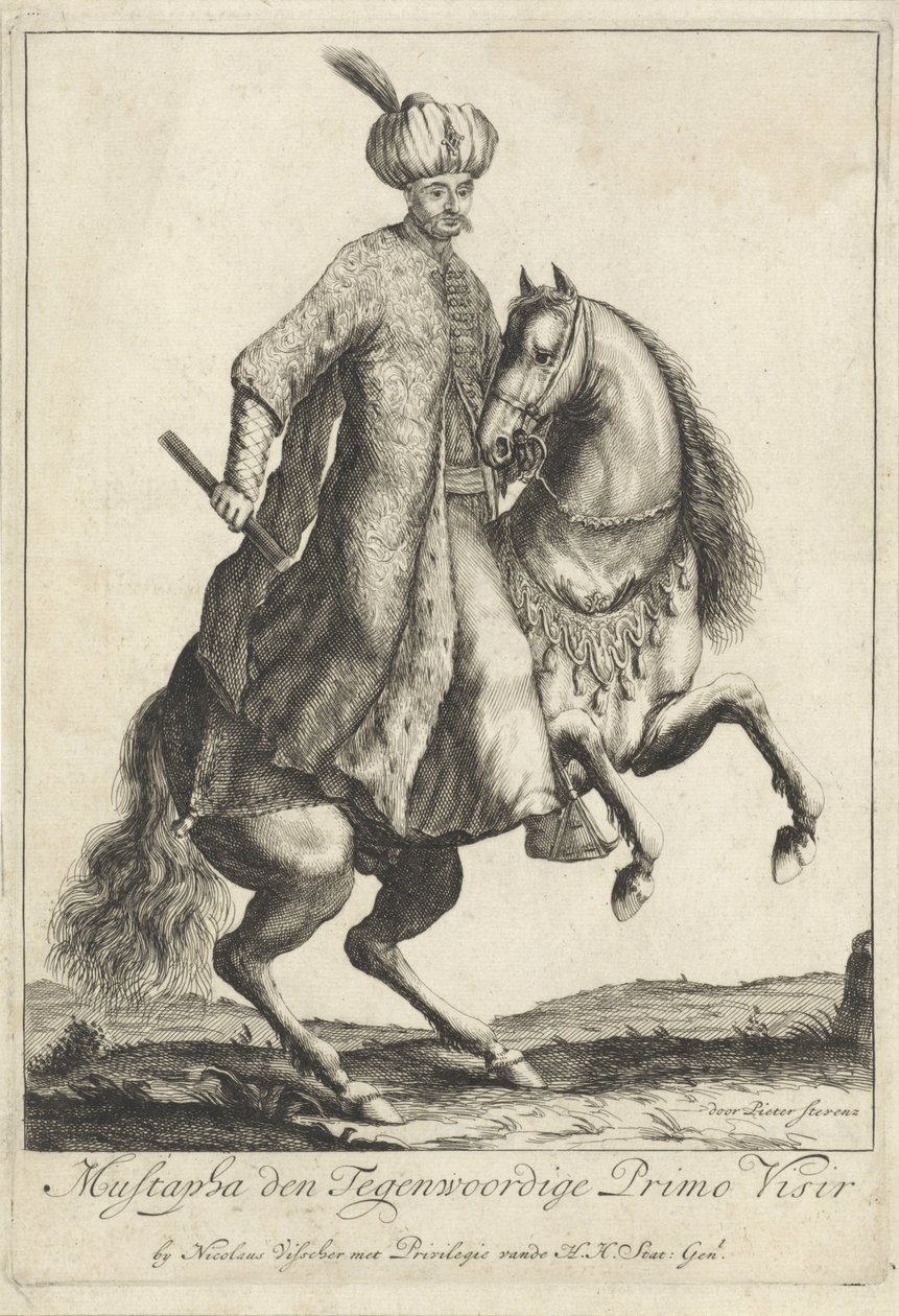 Ridesportrett av Kara Mustafa, storvesir i den tyrkiske hæren av Pieter Stevens (vermeld in 1689)