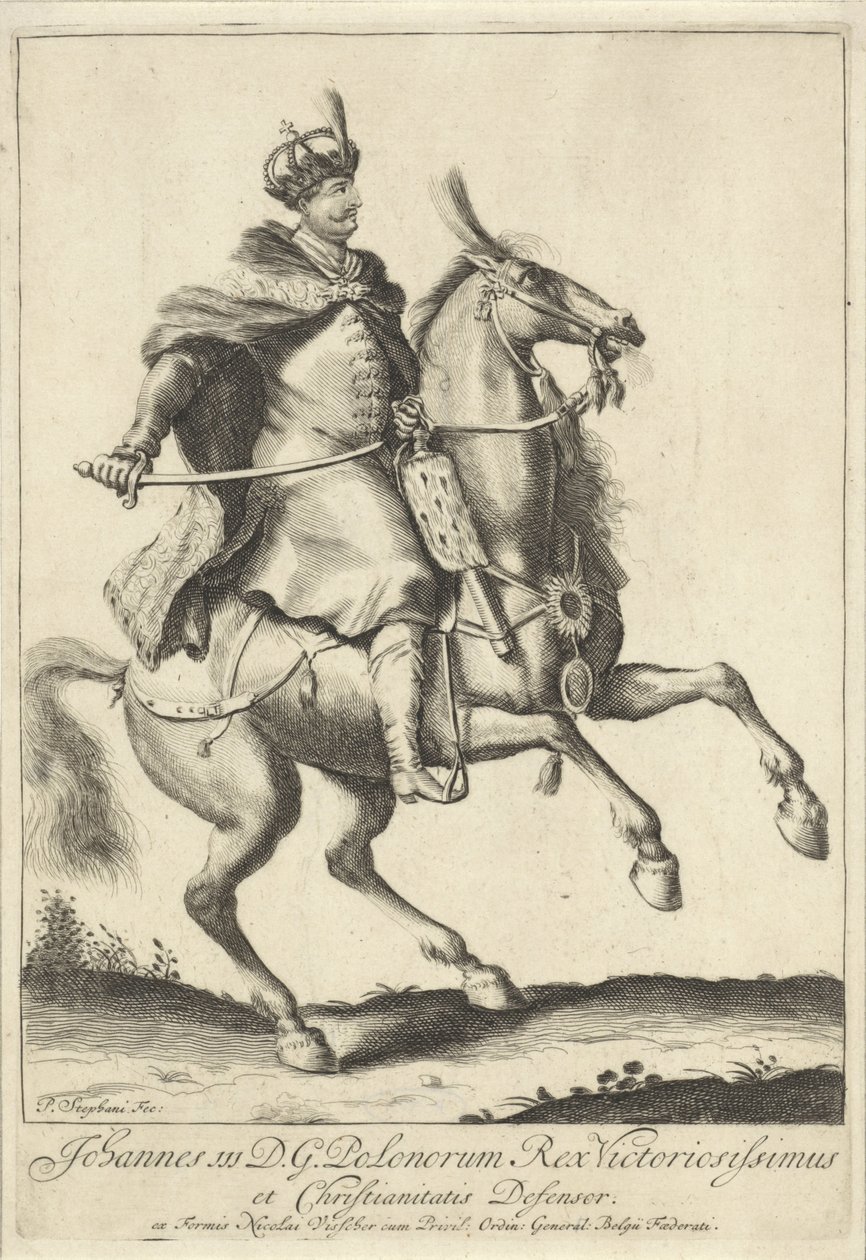 Ridesportrett av kong John III Sobieski av Polen av Pieter Stevens (vermeld in 1689)