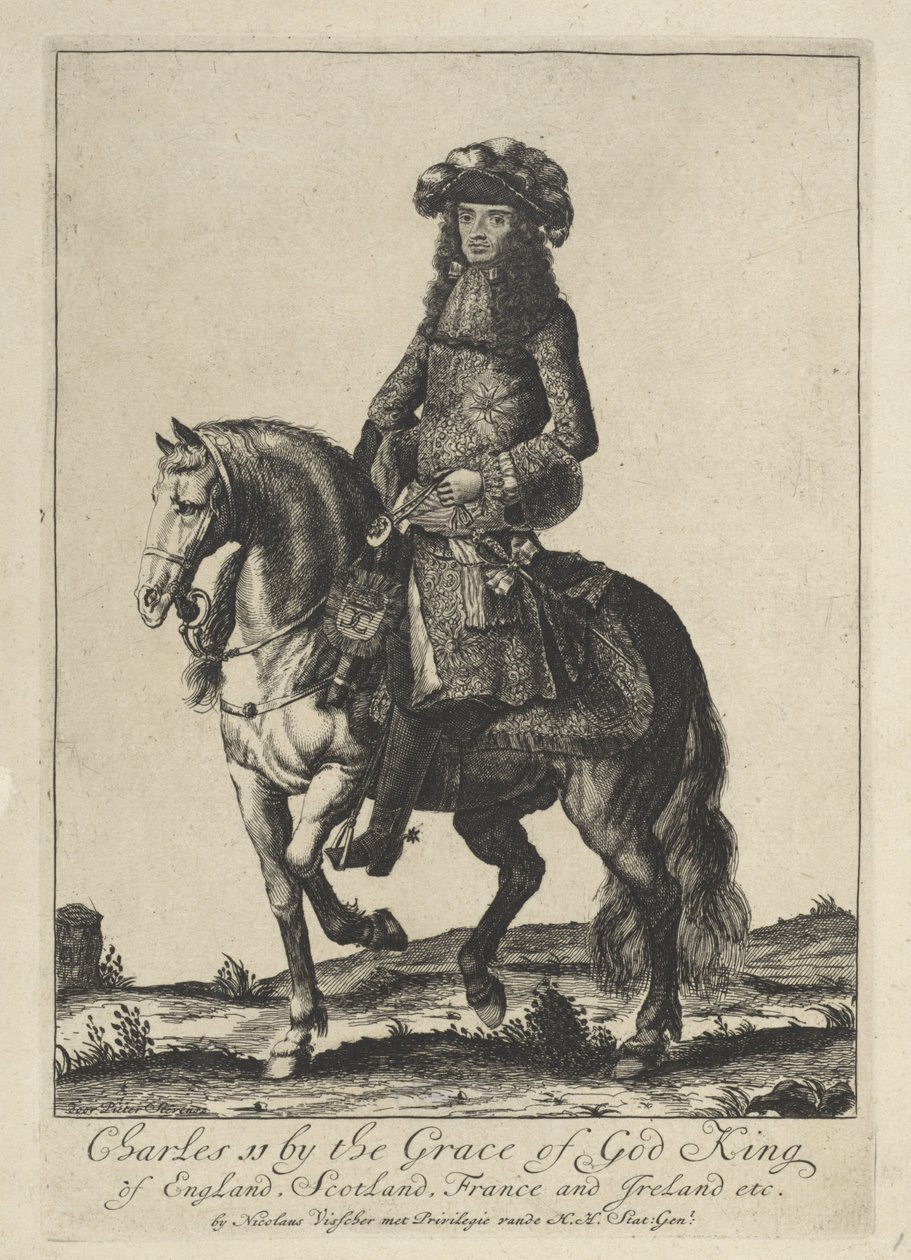 Ridesportrett av kong Charles II av England av Pieter Stevens (vermeld in 1689)