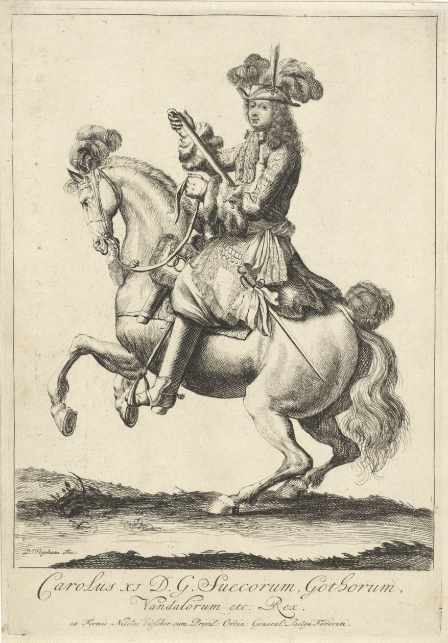 Rytterportrett av kong Karl XI av Sverige av Pieter Stevens (vermeld in 1689)