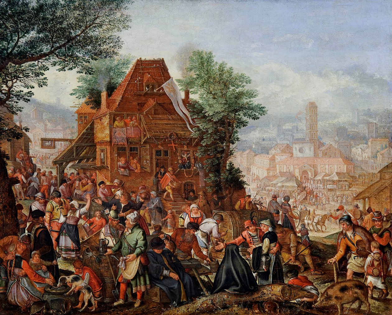 "" Landsbyfest for innvielsen av kirken "" (fest på årsdagen for en kirkeinnvielse) Maleri av Pieter Stevens II (Stephani Petrus) (ca 1567-etter 1624) av Pieter Stevens