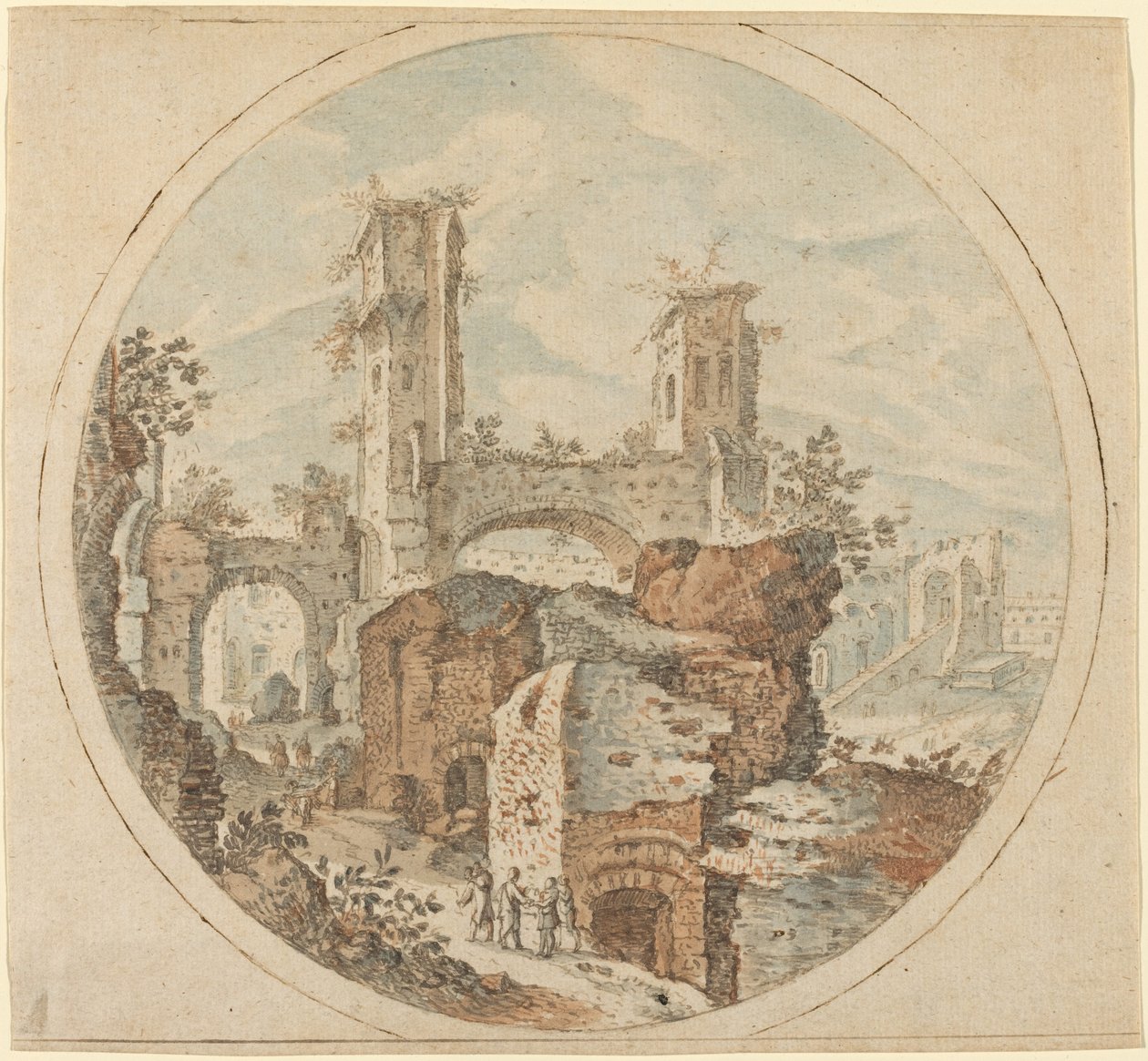 Reisende blant romerske ruiner av Pieter Stevens