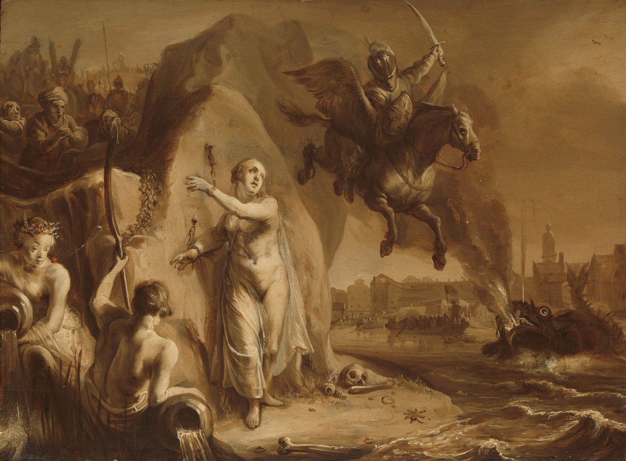 Perseus og Andromeda. Allegori om frigjøringen av Nederland av prins Frederik Hendrik av Pieter Symonsz Potter (attributed to)
