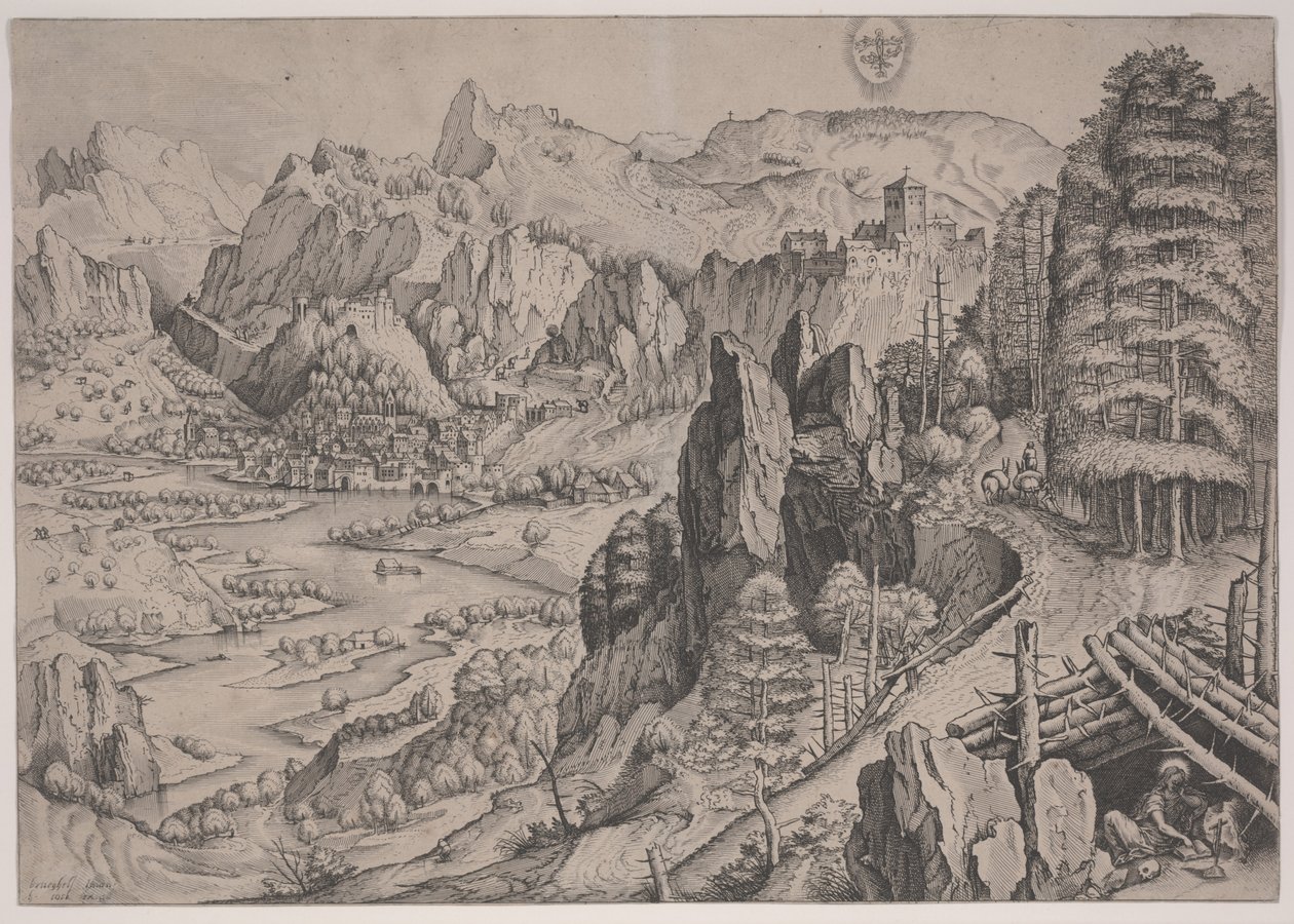 Magdalena Poenitens, trykk laget av Jan og Lucas van Duetecum av Pieter The Elder (after) Brueghel