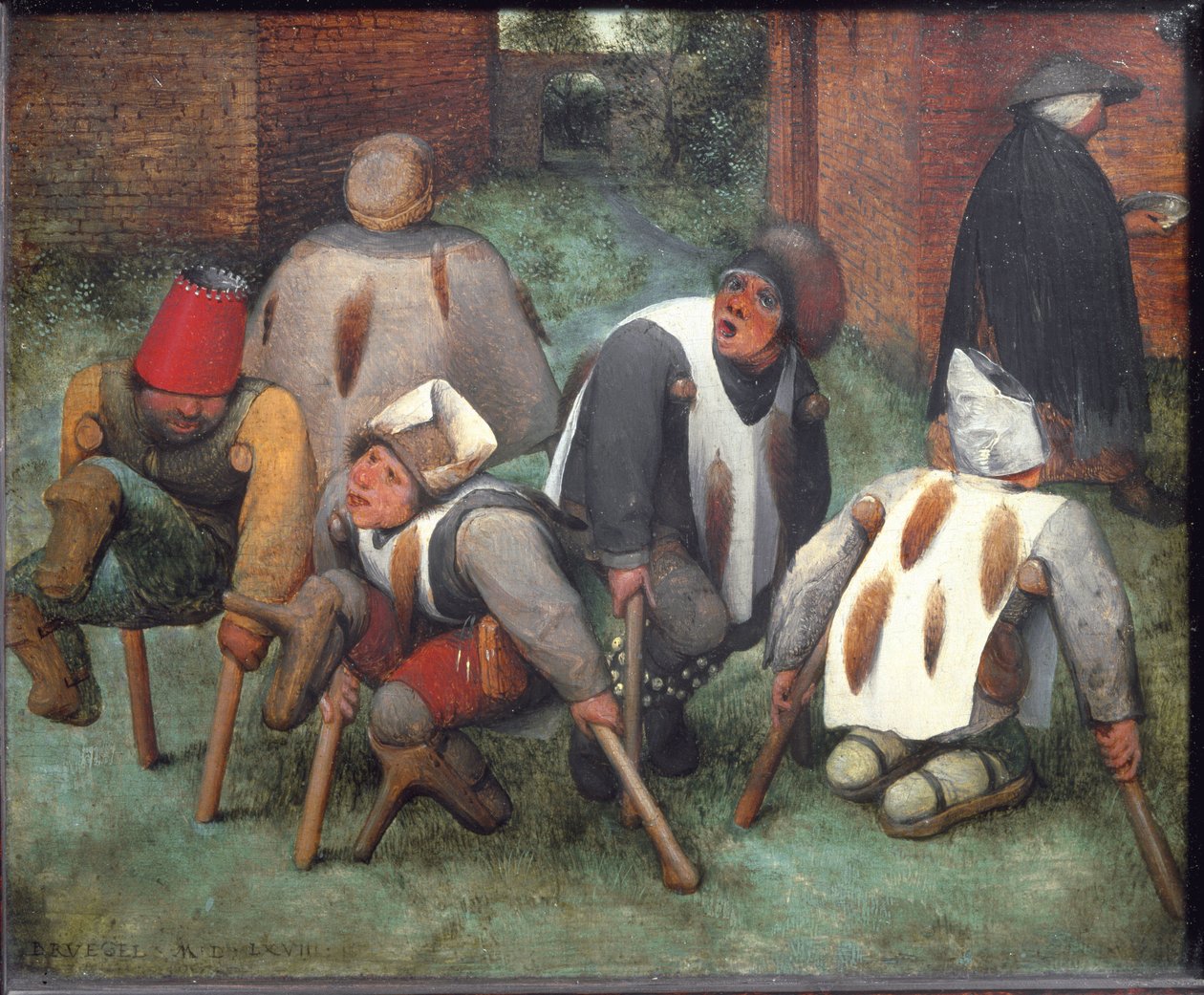 The Beggars or The Cripples - olje på tre av Pieter Bruegel the Elder
