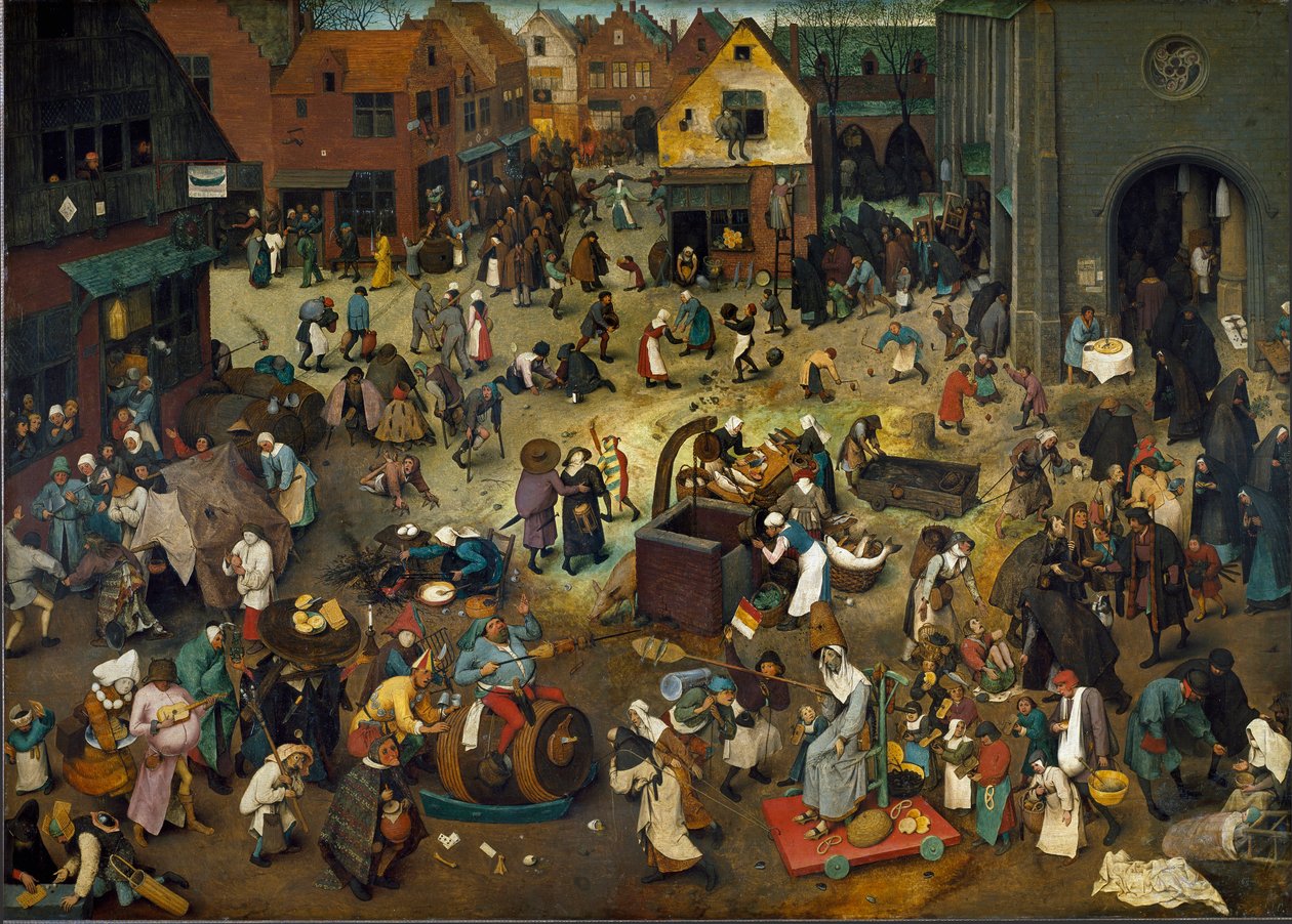 Karnevalskampen (fastelavnstursdag) og Karme av Pieter The Elder Brueghel