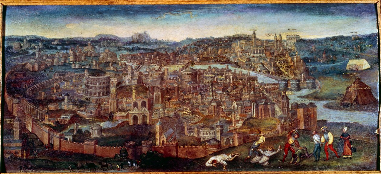 Utsikt over Roma. Maleri av Pieter Brueghel Says The Old (eller det gamle av Pieter Bruegel the Elder