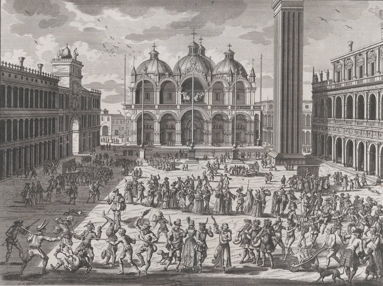 Karnevalet i Venezia, fra: Thesaurus of Antiquities and Histories of Italy, vol. 9, 1722 av Pieter Van der Aa