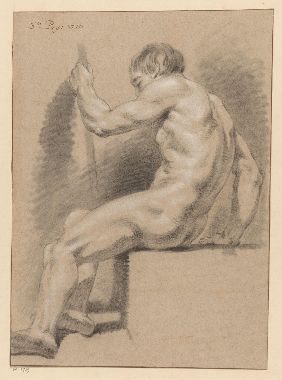 Sittende mann naken, sett fra siden (3. premie 1770) av Pieter Wagenaar (II)