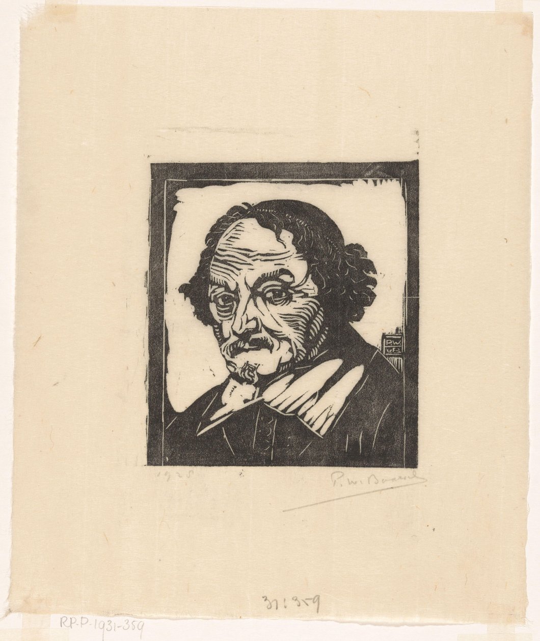 Portrett av Joost van den Vondel av Pieter Willem van Baarsel (signed by artist)