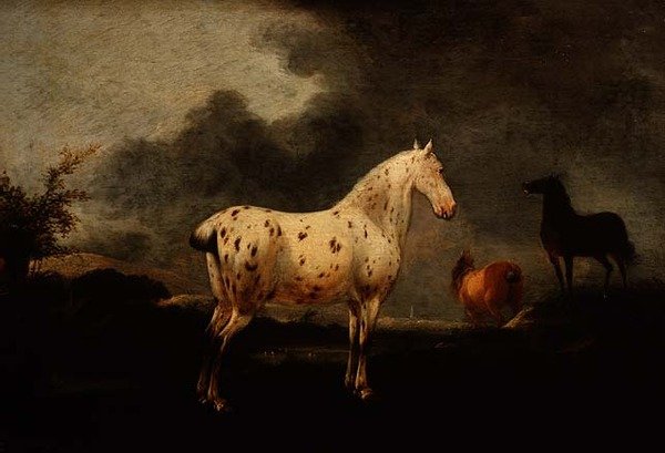 Landskap med en flekkgrå hest, ca. 1670 (olje på panel) av Pieter Wouwermans or Wouwerman