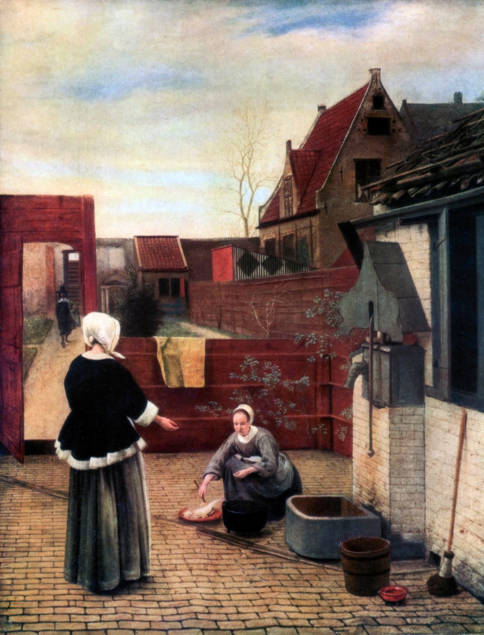 En kvinne og hennes hushjelp i en gårdsplass, c1660-1661, 1933 av Pieter de Hooch