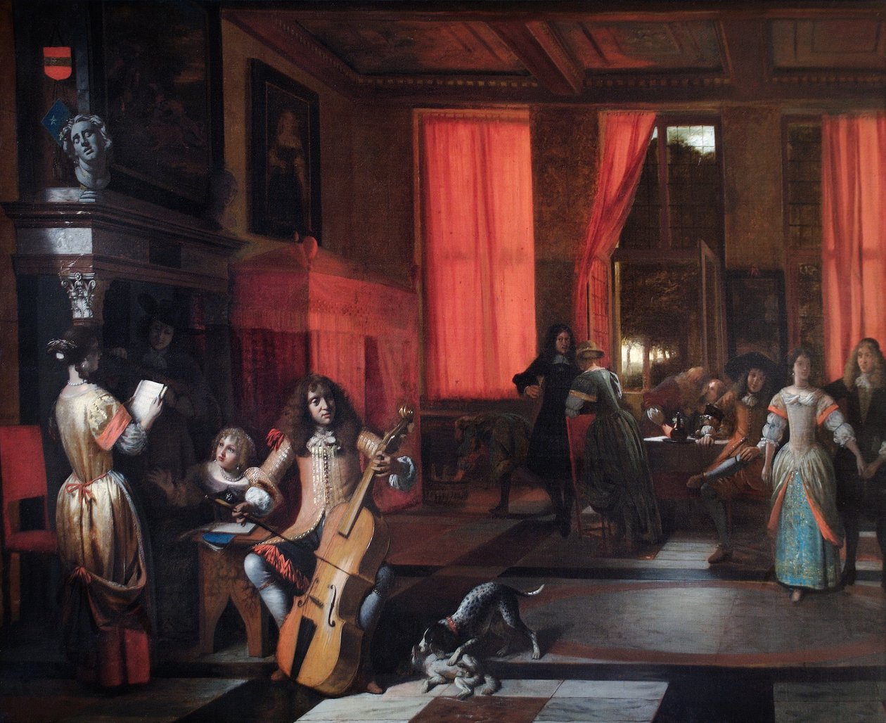En musikalsk fest, ca. 1675 (olje på lerret) av Pieter de Hooch