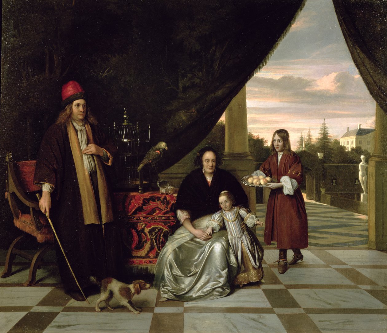 Familieportrett på en terrasse, 1667 av Pieter de Hooch