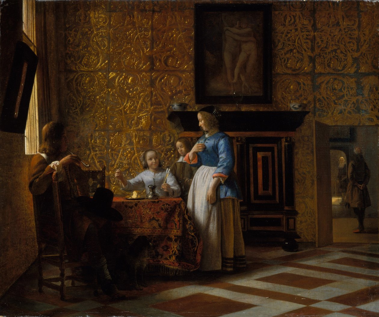 Fritid i elegante omgivelser, ca. 1663-65 (olje på lerret) av Pieter de Hooch