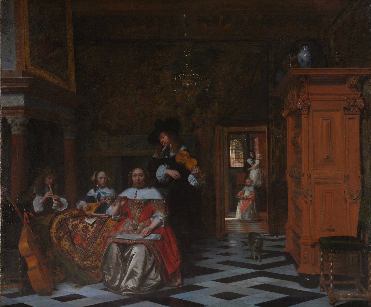 Portrett av en familie som spiller musikk, 1663 av Pieter de Hooch