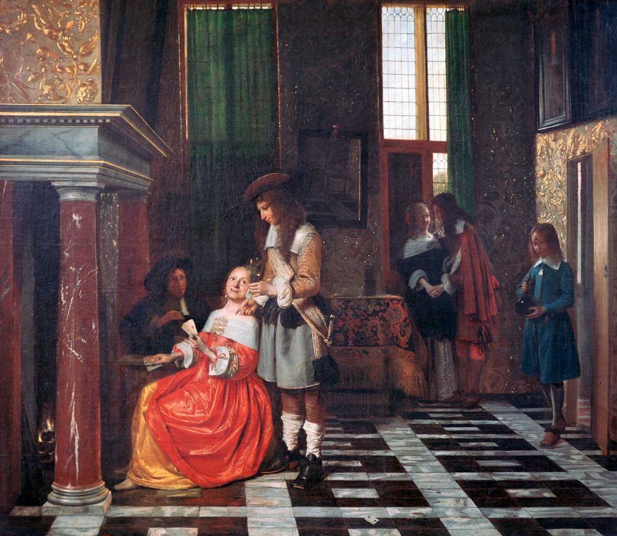 Kortspillerne, c1663-1665 av Pieter de Hooch