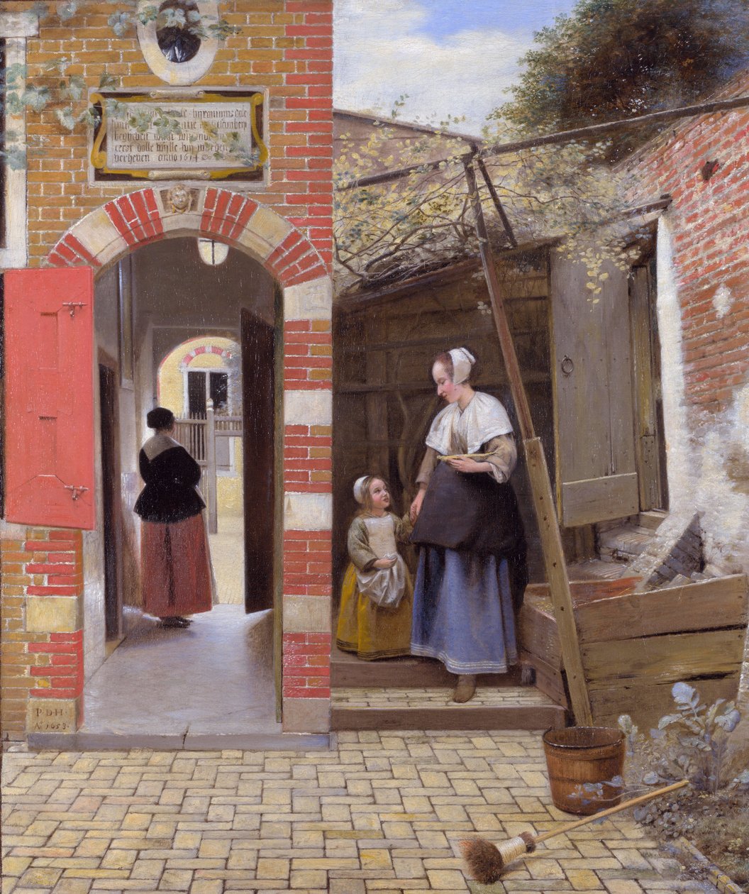 Gårdsplassen til et hus i Delft av Pieter de Hooch
