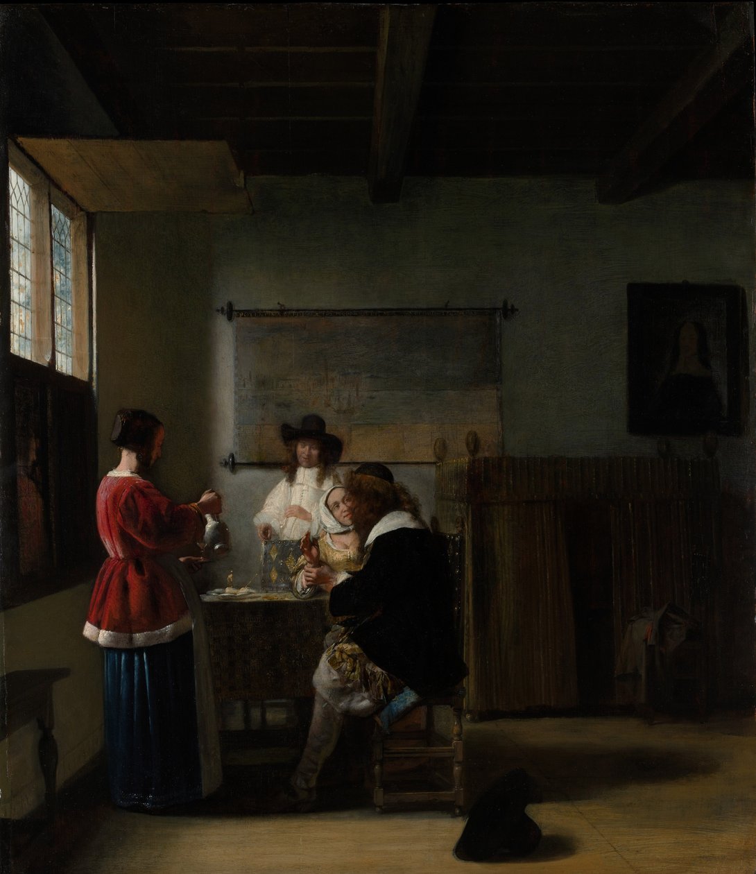 The Visit, ca. 1657 (olje på tre) av Pieter de Hooch