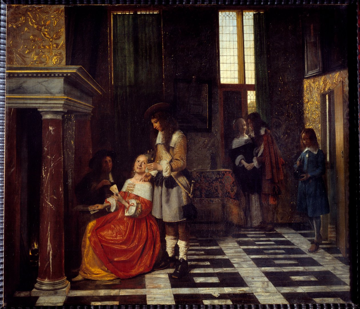 Kortspillerne. Maleri av Peter Hoogh (1629-1681) Ec. Flam. av Pieter de Hooch