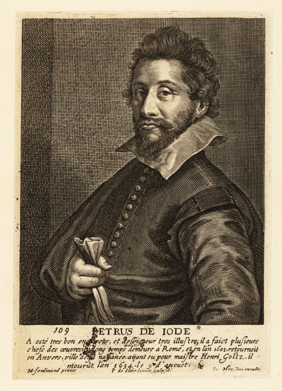 Portrett av Pieter de Jode den eldre, flamsk trykkeri, tegner, forlegger og maler av Pieter de II Jode