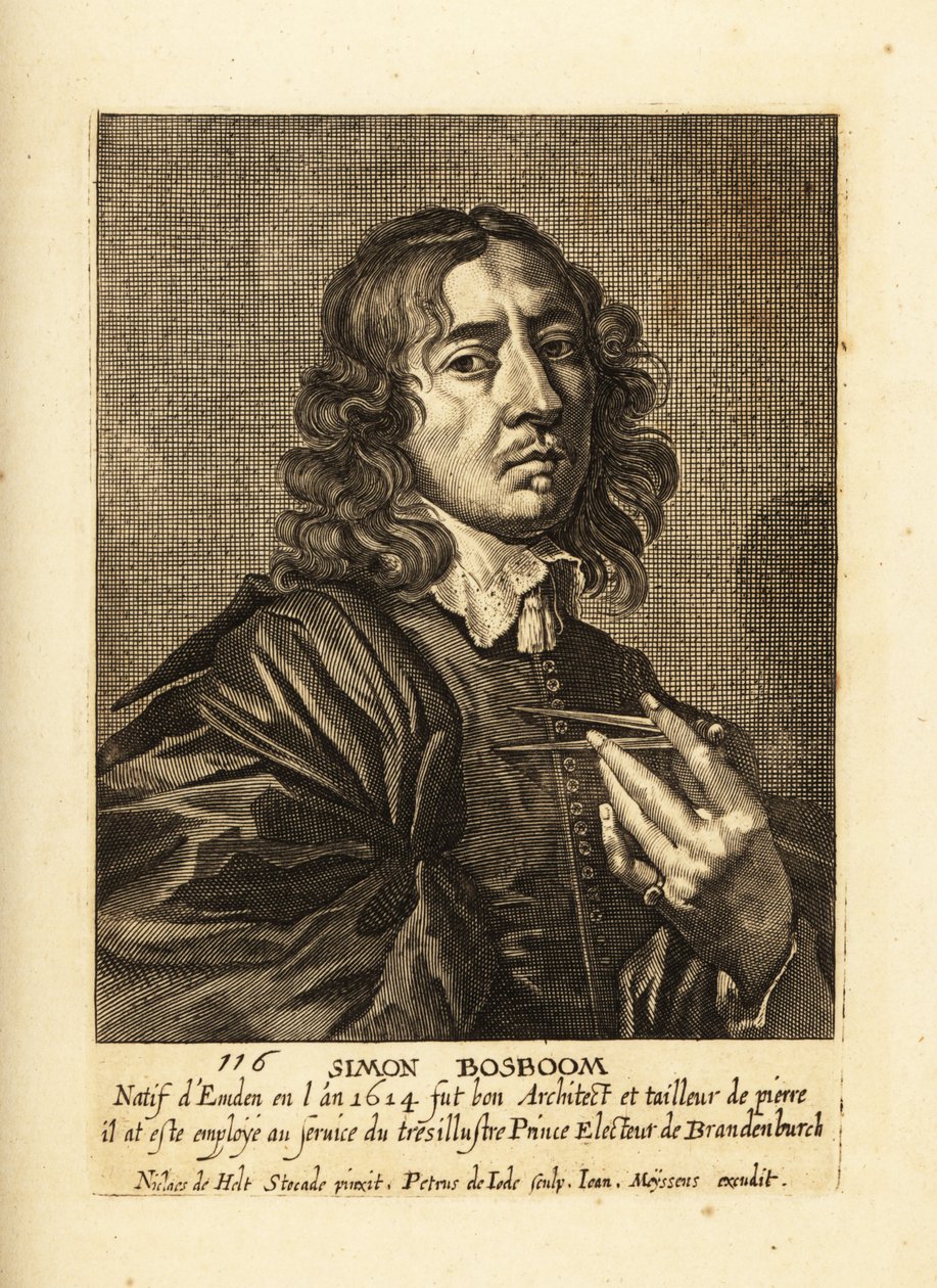 Portrett av Simon Bosboom, nederlandsk gullalderarkitekt og forfatter av Pieter de II Jode