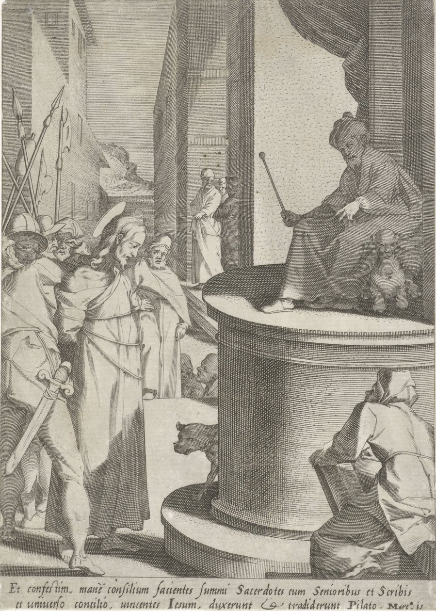 Kristus for Pilatus Passie van Christus (serietittel) Lidenskap og oppstandelse (serietittel) av Pieter de Jode (I)