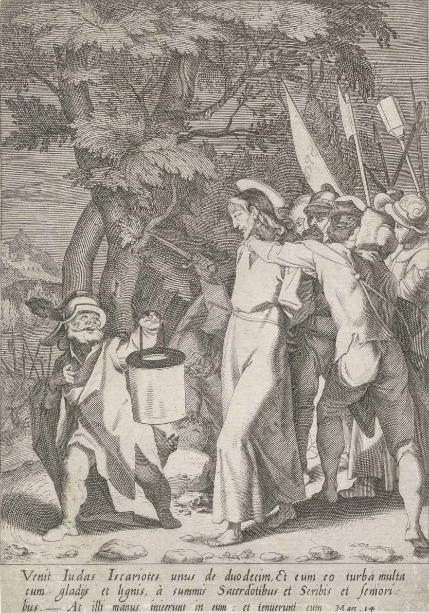 Gevangenneming van Christus Passie van Christus (serietittel) Passion and Resurrection (serietittel) av Pieter de Jode (I)