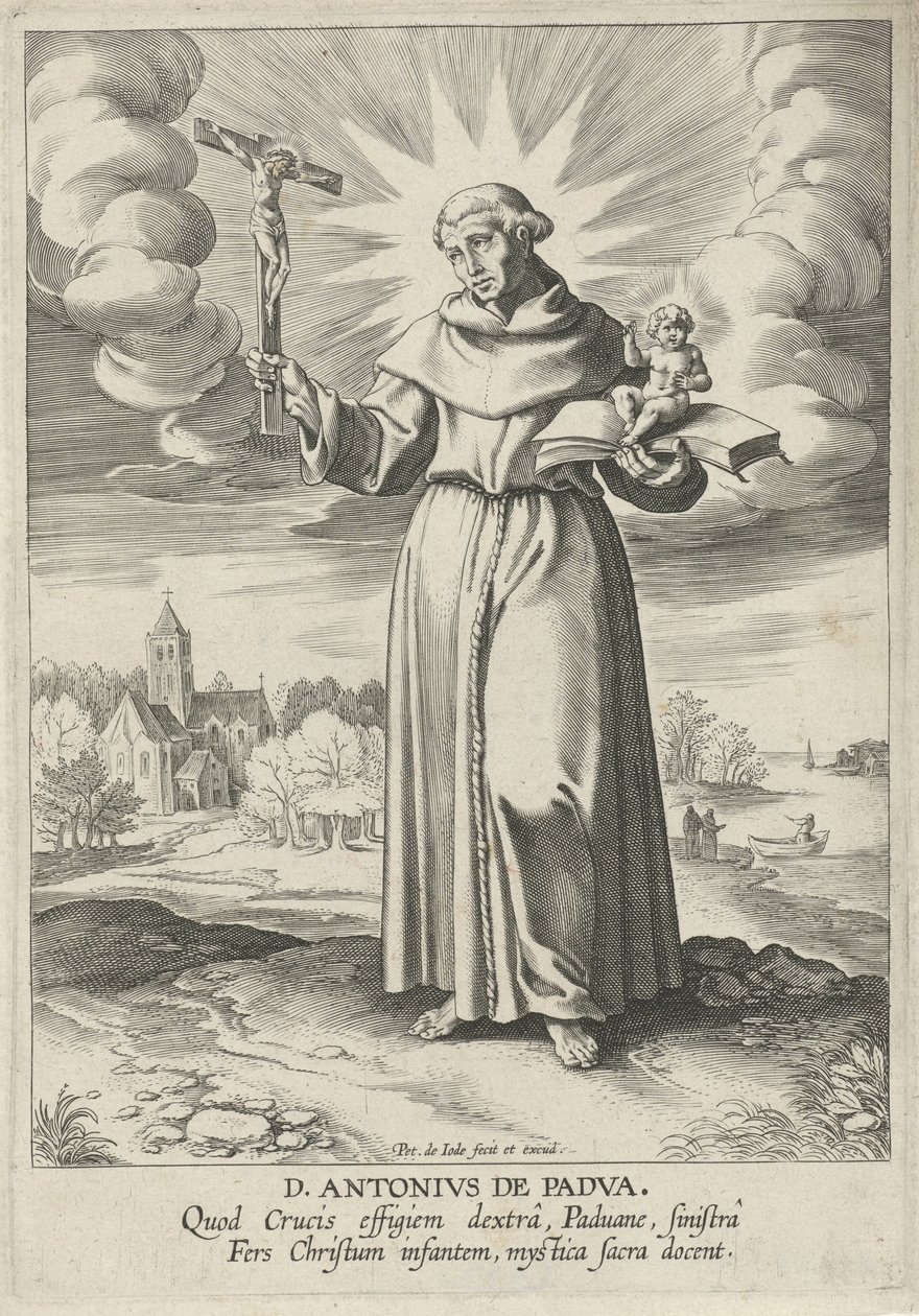 Landskap med Saint Anthony av Padua av Pieter de Jode (I)