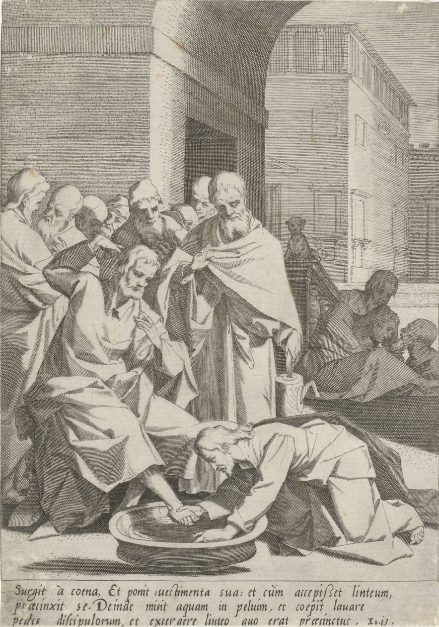 Voetwassing Passie van Christus (serietittel) Lidenskap og oppstandelse (serietittel) av Pieter de Jode (I)