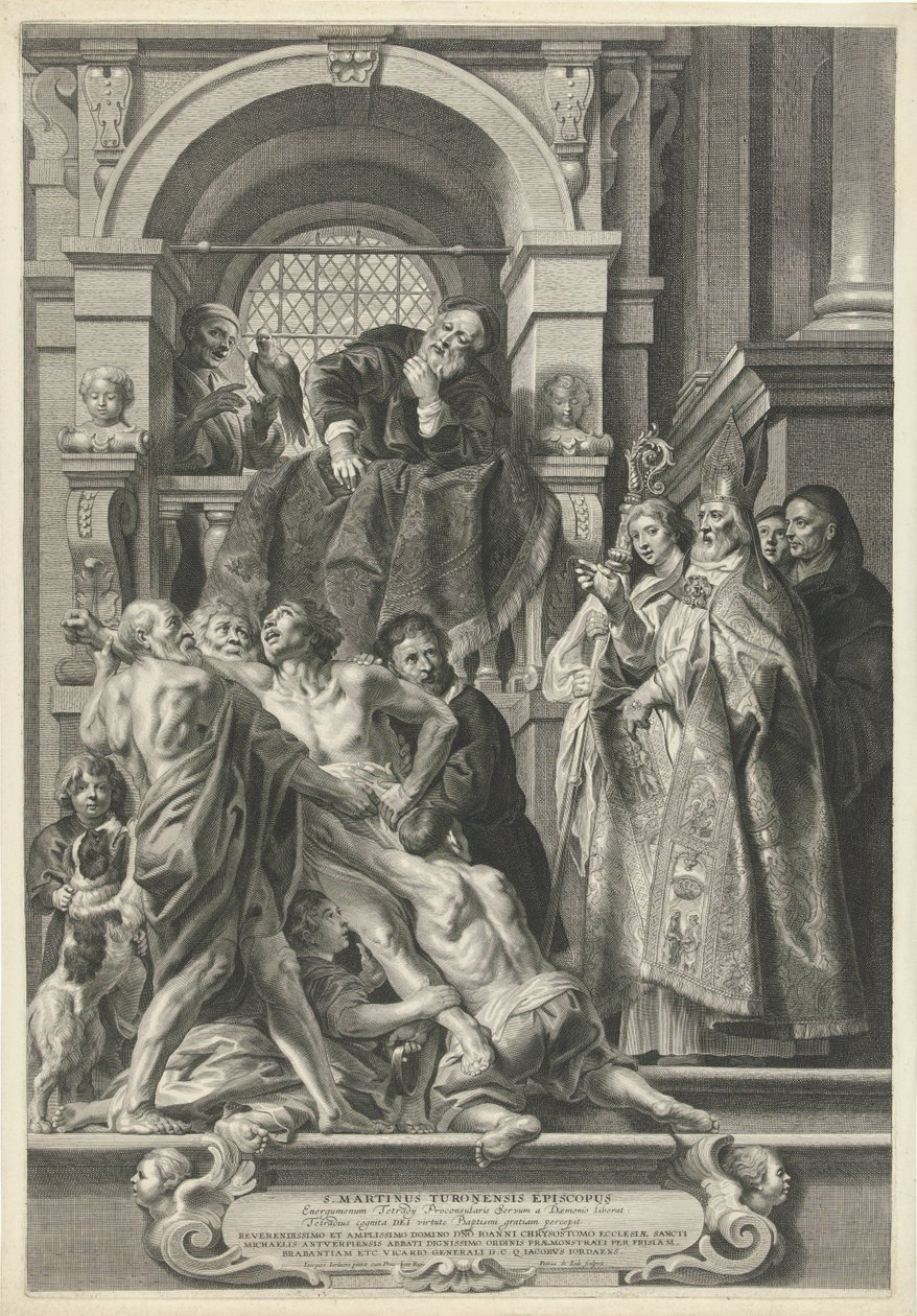 St. Martin helbreder en besatt mann av Pieter de Jode (II)