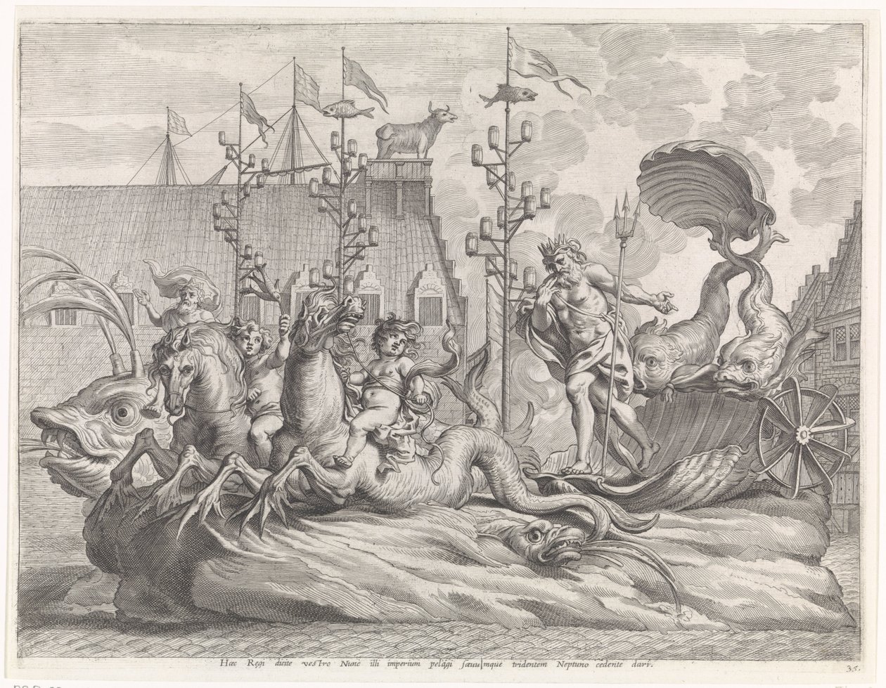 Spektakel med Neptuns vogn Joyful entry of the Cardinal-Infant in Gent, 1635 (serietittel) av Pieter de Jode (II)