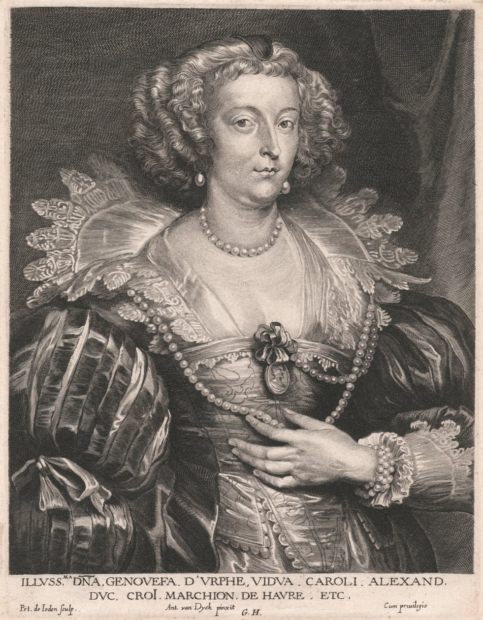 Illusmaa Fru Genovesa D'Urphe, enke etter Charles. Alexander Lede jeg tror Marsjér videre. de Havre Etc. av Pieter de Jode