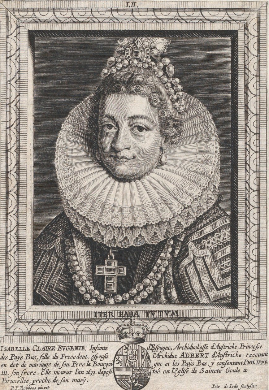 Portrett av Isabella Clara Eugenia, Infanta of Spain, ca. 1650. av Pieter de Jode II