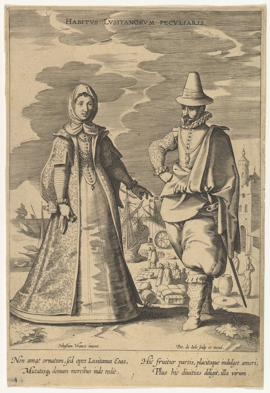 En spesiell holdning til portugiserne, fra moter fra forskjellige nasjoner.n.d. av Pieter de Jode I