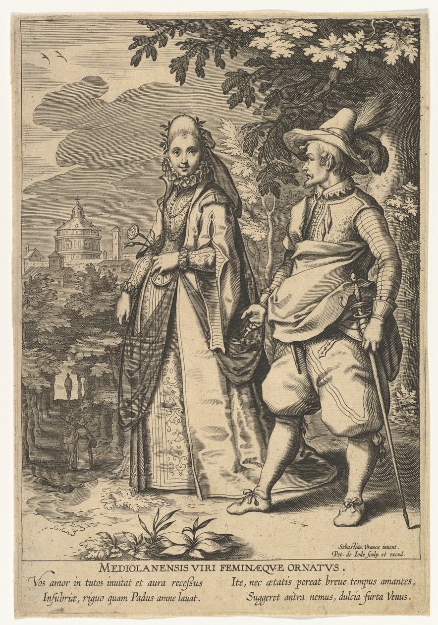Milan Ornamenter for menn og kvinner, fra Fashions of Different Nations.n.d. av Pieter de Jode I