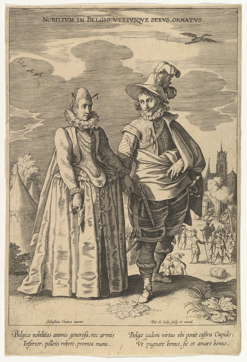 Noble Men In The Netherlands Both Sex Ornament, from Fashions of Different Nations.n.d. av Pieter de Jode I