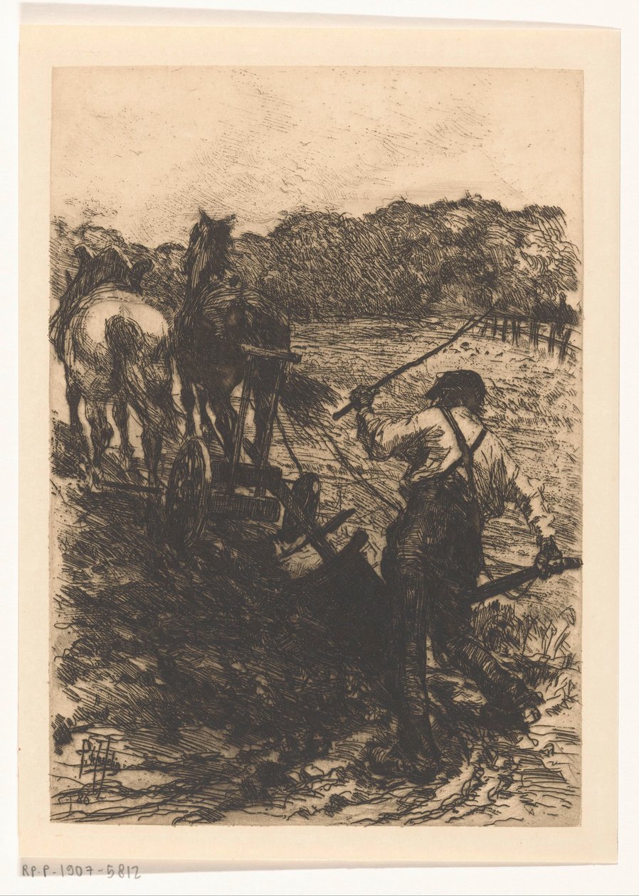 Bonde med to brøytehester av Pieter de Josselin