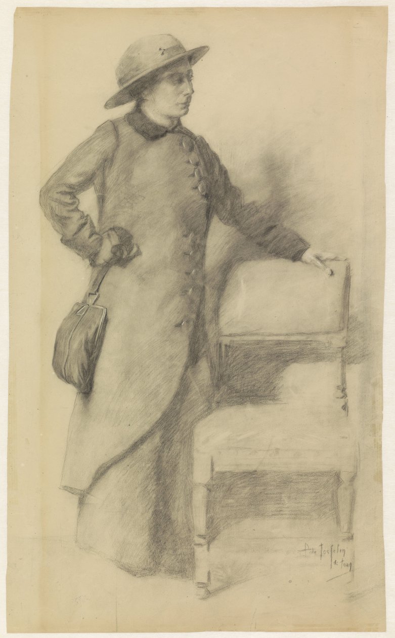 Stående dame med hatt og kappe av Pieter de Josselin