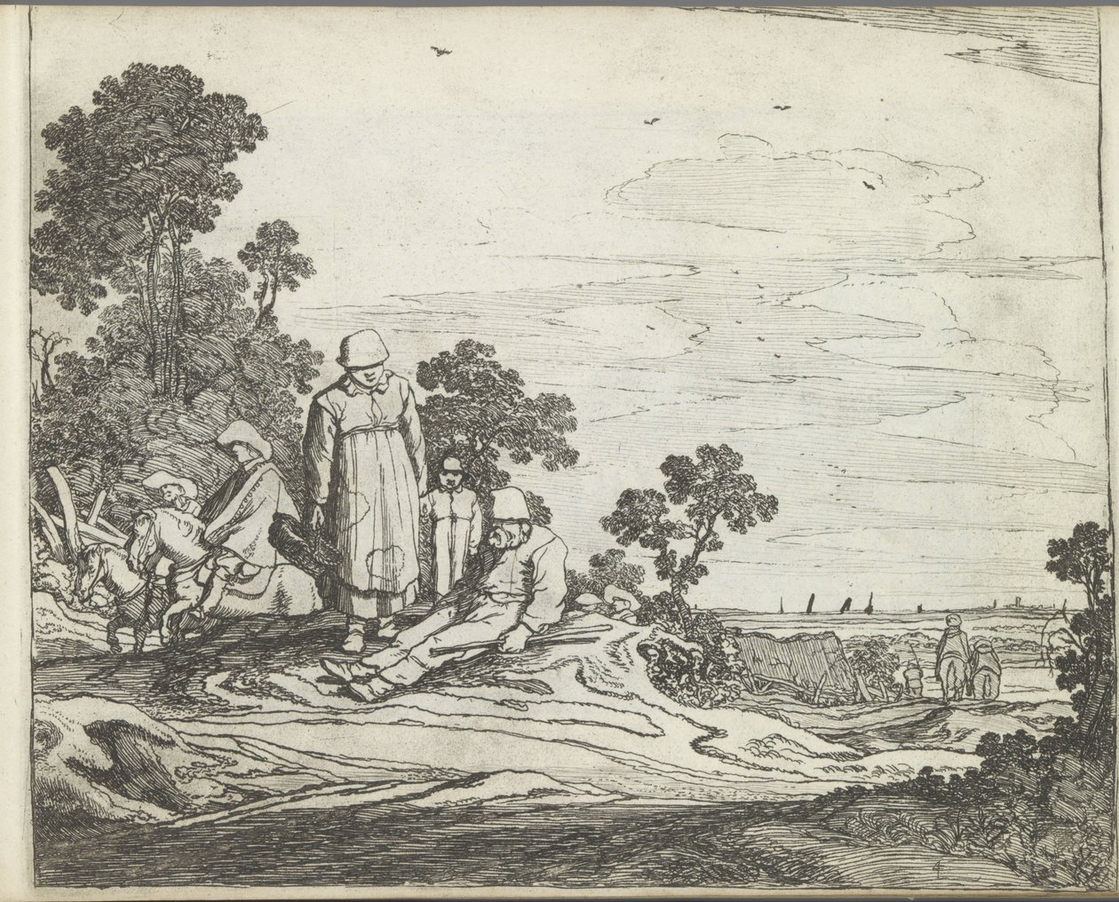 Landskap med ryttere Landskap med figurer (serietittel) Mirror of Nature og School of Drawing (...) (serietittel) av Pieter de Molijn