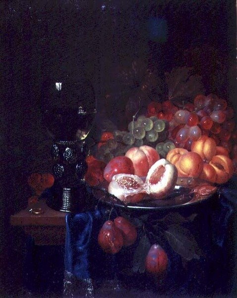 Stilleben av frukt og skalldyr (olje på lerret) av Pieter de Ring