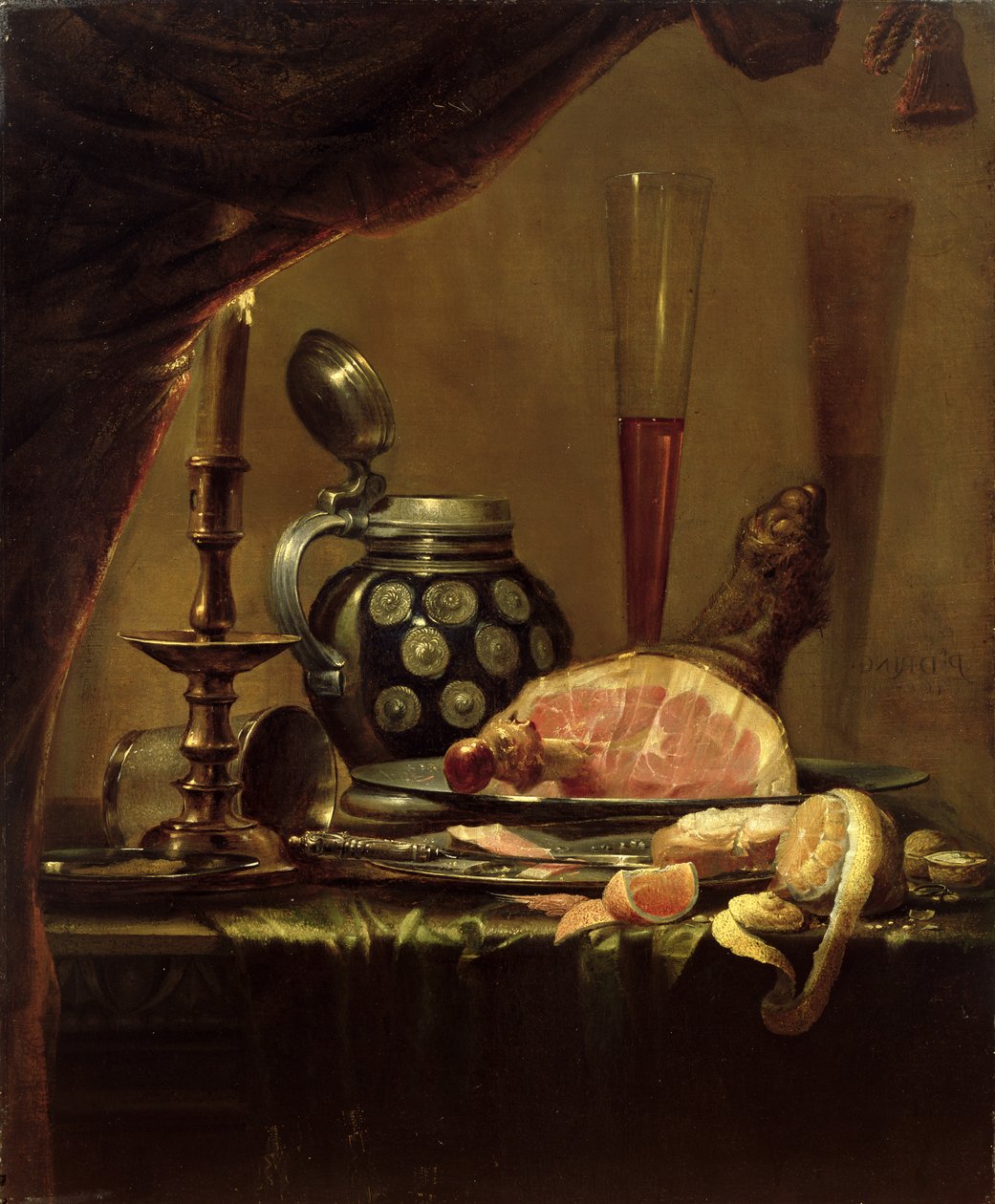 Stilleben med skinke av Pieter de Ring
